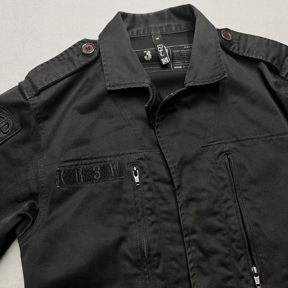 KR3W Mens Black Cotton Military Field Jacket AR-06-78 Epaulettes Streetwear M
